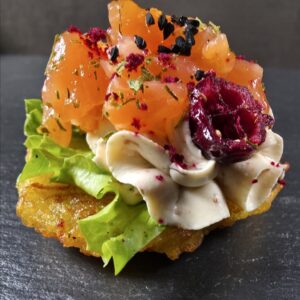 Kartupeļu rosti ar mazsālītu lasi