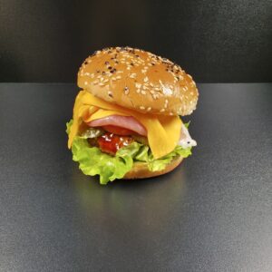 Mini Burgeri ar cūkgaļu, bekonu, u.c. diametrs 10 cm.